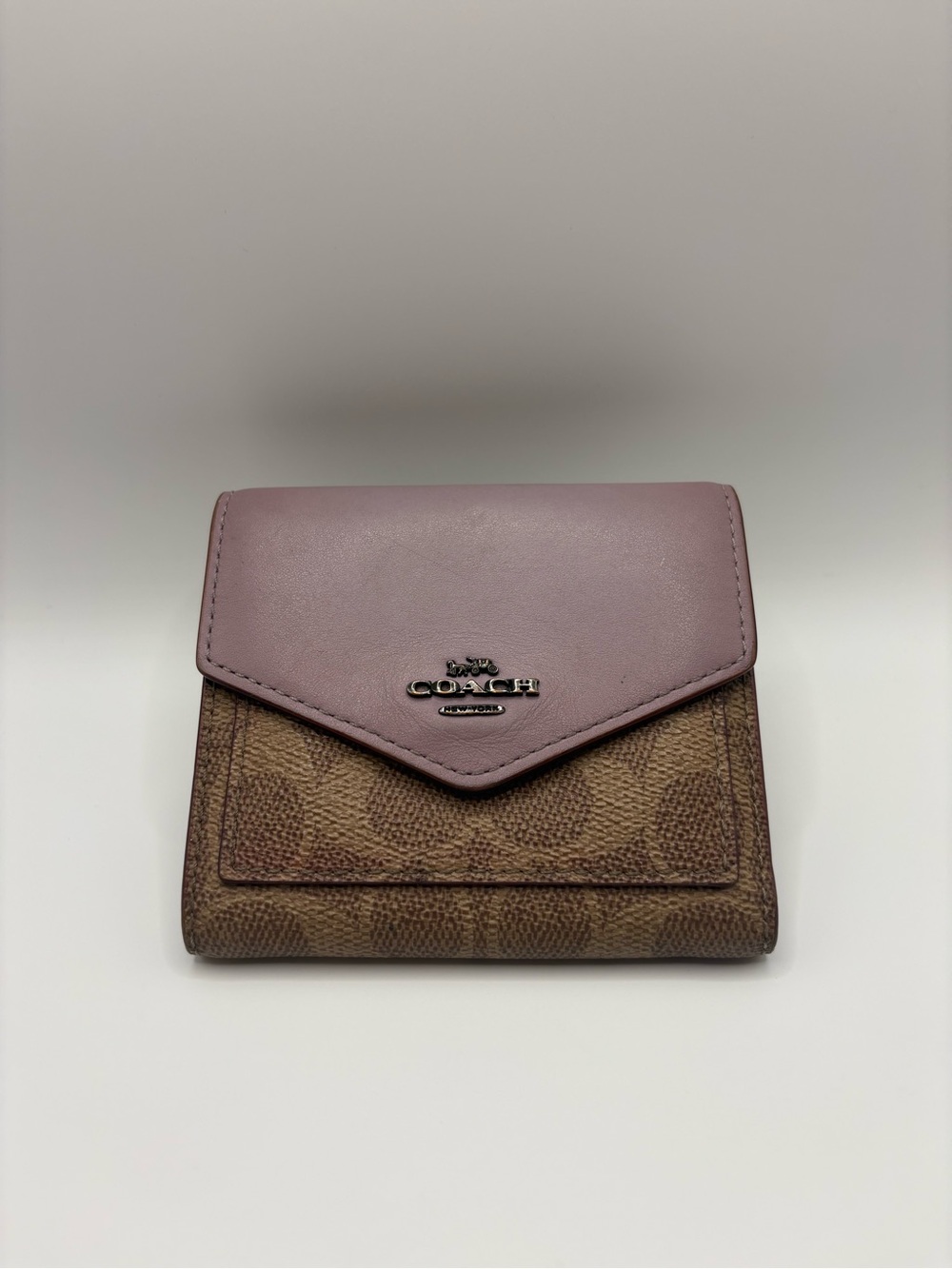 Coach Tan Signature Canvas Wallet with Jasmine Color Block